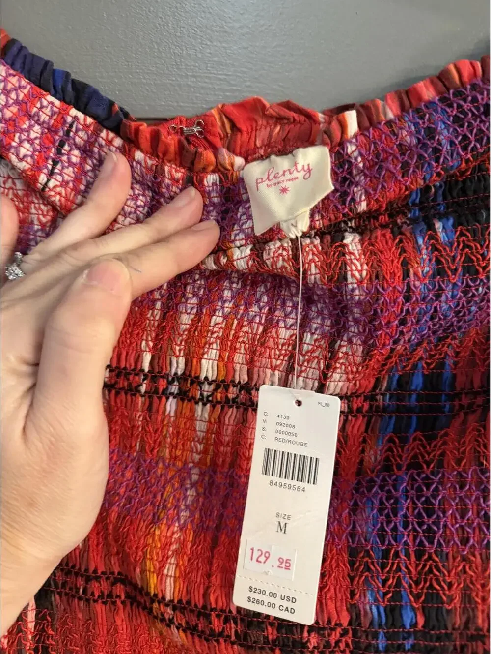 Plenty Tracy Reese Anthro Smocked Tiered Vibrant Mini NWT Size M (Runs Large)